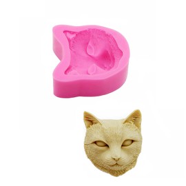 3D Cat Head Silicone Mold for DIY Decoration Trinket Crystal Polymer Necklace Earrings Resin Epoxy Plaster Pendant Mold Bag Tag Luggage Crafting Candy Desserts Craft Wax