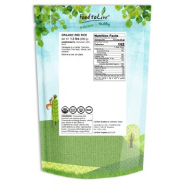 Organic Red Rice, 1.5 Pounds - Non-GMO, Kosher, Vegan, Raw, Bulk