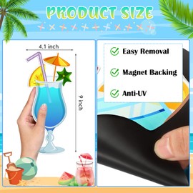Konohan 2 Pcs Cruise Door Magnets Fruit Drink Cruise Door Decorations with 3 Pcs Paint Pens Cruise Must Haves Pineapple Drinks Magnet Stickers for Carnival Cruise Refrigerator Door Decor (Colorful)