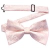 GUSLESON Blush Pink Bow Tie for Men Pre-Tied Silk Paisley