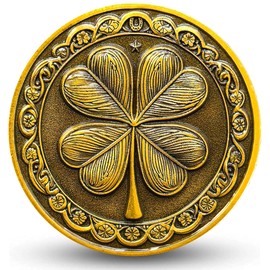 Good Luck Eagle Lucky Coin with Four-Leaf Clover