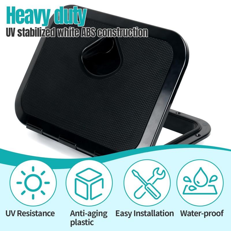 smartmarine Marine Deck Access Hatch 14" Black/White Rectangle Boat Hatch