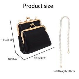 Shoulder Bag with Shoulder Strap, Shoulder Bag, Cosmetic Bag, Women's Leather Shoulder Bag, with Many Compartments, Wallet, Purse Small Bag, Mini Bag, Not Suitable for Mobile Phones, black
