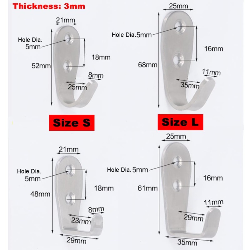 TOOLSTAR Stainless Steel Heavy Duty Hook, Outdoor Wall Mounted Hanger