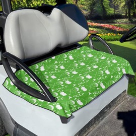 FUIBENG Green Golf Print Club Cart Seat Covers Golf Cart Seat Towel Washable Breathable Microfiber
