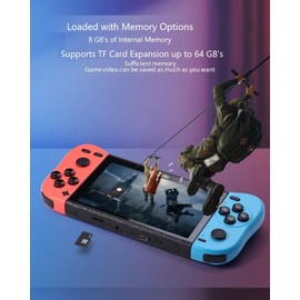 Retro Classic Handheld Game Console 5 Inch Led Screen TF Card 8 GB Internal 64 GB External Over 10000 Preloaded Games ( Black)