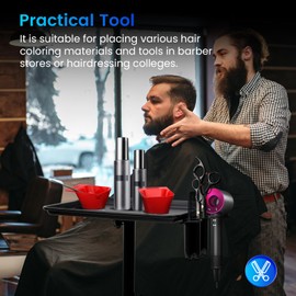 Kathring Professional Salon Trolley, Adjustable Height Aluminum Trolley with Tool Organizer Hair Instrument Tray Workstation for Salon and Beauty Salon, Black