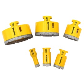 HIGHDRIL Diamond Core Drill Bits Set for Porcelain Tile Granite Marble Stone Brick Vacuum Brazed Hole Saws 6PCS 16/28/35/50/75/90mm