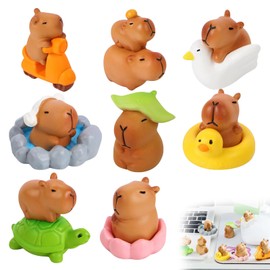 Mini Capybara Figuren, 13 Stück Mini Capybara aus Kunstharz, Mini Capybara Feengarten Dekoration, Miniatur Capybara Figuren, Mini Resin Kapybara, für DIY Garten, Ornament für Miniaturlandschaft