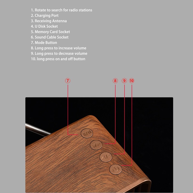 Mini Wooden FM Stereo Sound Radio Vintage Imitation Wood Grain