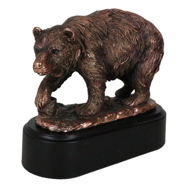 Walking Bear Statue - Bronze Electroplated 7"L Figurine Wild Life