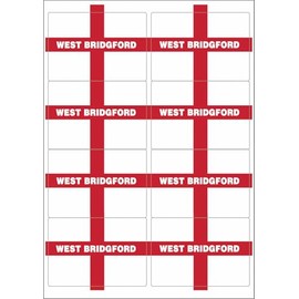 West Bridgford England Flag Rectangular Matt Paper Stickers A4 Sheet of 8 (Each Sticker is 99mm x 68mm)