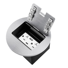 JACEPFY Floor Outlet Recessed Floor Outlet Box Fast Charging 4.8A USB A+Type C Port 20 Amp Receptacle Kit (USB, Silver)