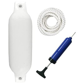 Salty Reef Marine Hardware - Boat Fender w/ 5 Foot Tie Down Rope (16 inch White)