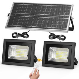 Malitupy Solar Flood Lights Indoor Outdoor(2 Pack),Aluminum Durable 6000K Waterproof Solar Shed Lights with On/Off Switch & Remote for Patio Path Pool