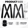 Adjustable 4-Clip Elastic X-Back Suspenders, 3.5 cm Wide Polyester Braces