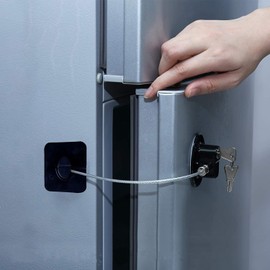 2Pcs Refrigerator Door Lock with 2 Keys, File Drawer Lock, Freezer Door Lock and Child Safety Cabinet Locks with Strong Adhesive