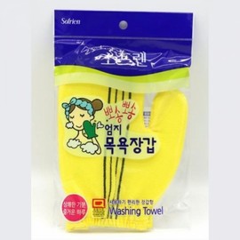 Rubber Band Thumb Exfoliating Bath Mitt (Random Color) Exfoliating Towel 2ea