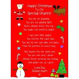 from The Grandkids Christmas Verse Poem Greeting Card (Special Granny) - Special Xmas Card for Her Kids Female