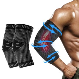 Elbow Brace Pack of 2, Elbow Bandages for Men and Women, Breathable Elbow Pads, Elbow Bandage for Tennis Elbow, Golfer's Elbow, Outdoor Sports, Arthritis Tendonitis (XL)