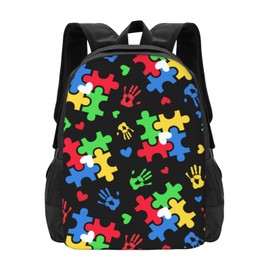 Ohiokwei Autism Awareness Backpack,16.5 Inch small Travel Daypack Sports Bag Laptop Backpack for Men Women