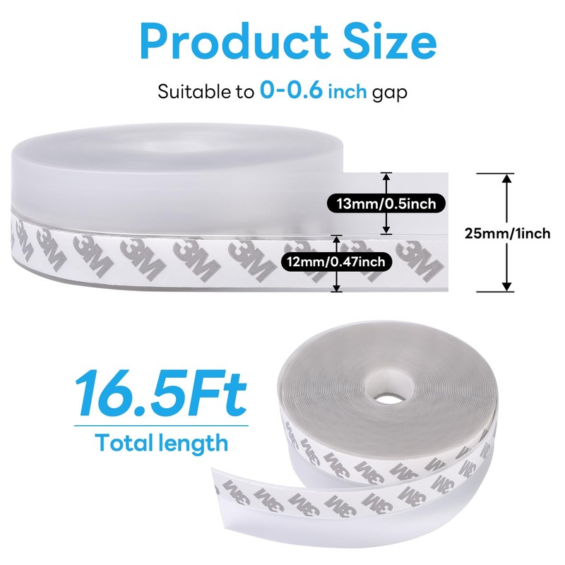 Orechic Weather Stripping Door Seal Strip, Rubber Sealing Tape for