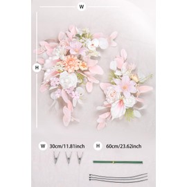 BASIMAN Set of 2 Wedding Flowers and Welcome Sign，Flowers for Backdrop Decoration,Wedding centerpieces for Tables,Floral Garland, Decorations for Reception(Eucalyptus Pink)