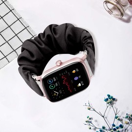 Compatible for TicWatch GTH Band, Giaogor Fabric Elastic Scrunchie Elastic Women Cute Replacement Straps Compatible for TicWatch GTH Smartwatch (BLACK)