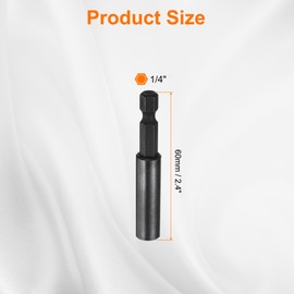 sourcing map 2pcs Magnetic Bit Holder 2.4" Length 1/4" Hex Shank Stainless Steel SUS304 Extension Screwdriver Bit Holder Quick-Change Bit Adapter, Black