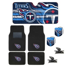 TENNESSEE TITANS 4pc CARPET FLOOR MATS / SUNSHADE /2pc AIR FRESHERS /2pc EMBLEMS