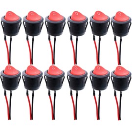 RUNCCI-YUN Rocker Switch, SPST Switch, 10A/125V, 6A/250V Rocker Switch (with Wire) Round Switch Rocker Switch Button for Car RV Truck Jeep Off Road Boat Marine (12pcs)