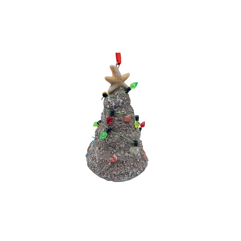 Sand Christmas Tree Tropical Beach Ornament with Lights