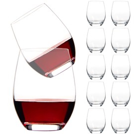 UMI UMIZILI Stemless Wine Glass Set of 12, 14OZ Wine GLass for White Red Wine, Classic Shape Wine Glass with Smooth Rim, Crystal Clear