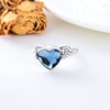 Sterling Silver Angel Wings Urn Ring with Blue Heart Crystal