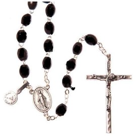 Rosary Black Wood Beads. Confirmation Gift. Ordination Gift.Holy Communion Gift. Strong Beads.