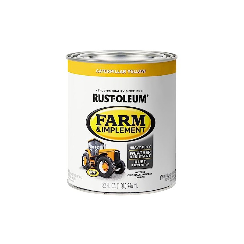 Rust-Oleum 280163 Farm & Implement Enamel Paint, Quart, Caterpillar Yellow,