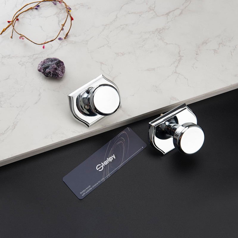 STARPY 6 Pack Pismo Doorknobs with Lock for Bath &