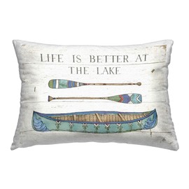 Stupell Industries Rustic Lake Canoe Outdoor Printed Pillow, 14 x 20, Blue