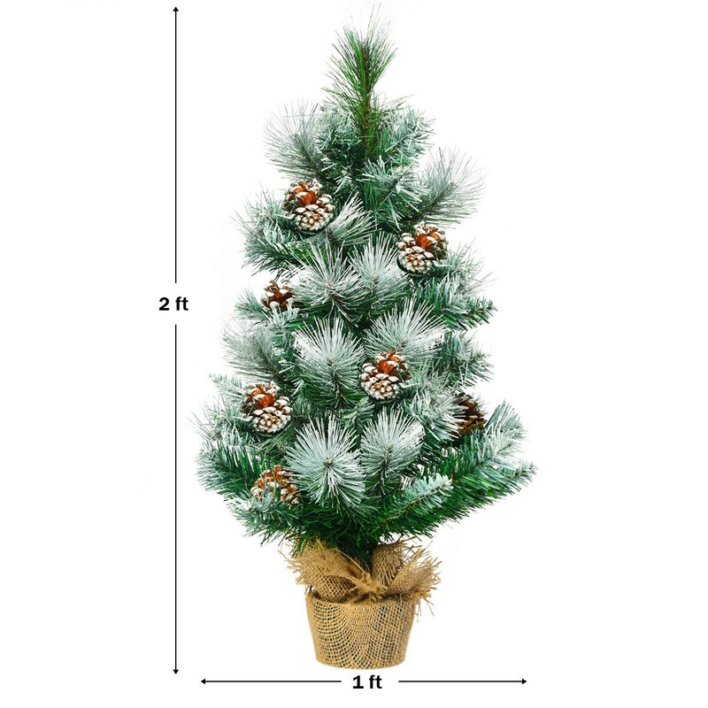 GYMAX 2FT Artificial Christmas Tree, Mini Tabletop Christmas Tree with