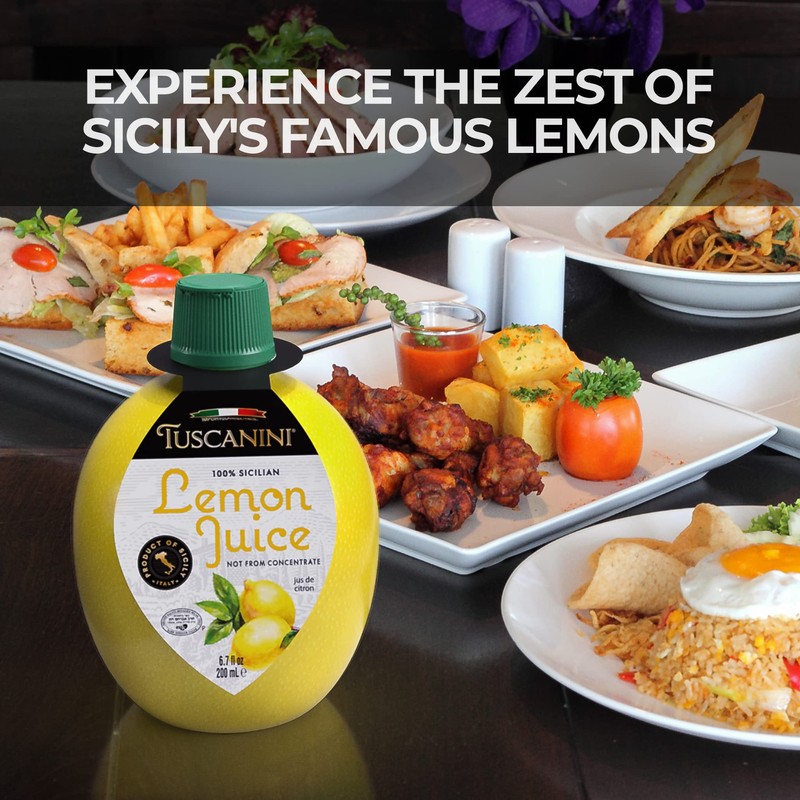 Tuscanini 100% Sicilian Lemon Juice, Not from Concentrate, 6.7oz Lemon