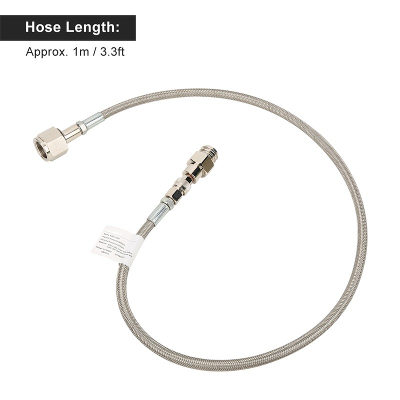 1m/3.3ft Silver Soda Hose W21.8-14 CO2 Cylinder Direct Adapter Hose