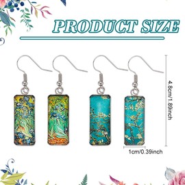 UNICRAFTALE 2 Pairs of Artistic Glass Earrings Van Gogh Painting Dangle Earrings Abstract Art Trendy Glass Earrings Aesthetic Earrings Jewellery Gifts for Women, No, No Gemstone