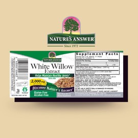 Natures Answer White Willow Bark Extract 1 Ounce - Alcohol Free, Non GMO, Gluten Free, Vegetarian - Daily Supplement for Joint Support & Function - Made in The USA, Organic White Willow Bark