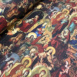 Kt KILOtela - 1 Metre Digital Printed Half Panama Linen Fabric 100% Cotton Patchwork 100cm Length x 280cm Width Rainbow Multicoloured