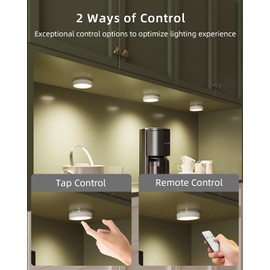 USB Rechargeable Puck Lights with Remote, 1600mAh Battery Operated Push Lights Stick on Magnetic Tap Light for Closet Wireless LED Kitchen Under Cabinet Light Shelf Press Button Light Wall Touch Light