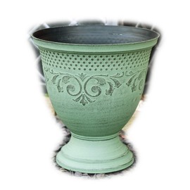 Darthome Patina Urn Planter 21cm Aged Green Plastic Round Classic Antique Baroque Flower Pot