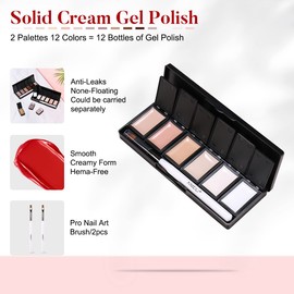 AIMEILI Solid Gel Nail Polish 12 Colors Solid Nail Gel UV LED Soak Off Solid Cream Gel Nail Polish Set 1, 184.0 grams, 5.0 milliliter