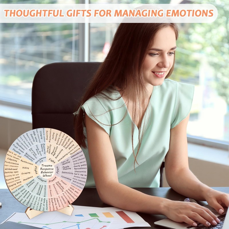 Trauma Response Behavior Wheel Therapy Office Desk Decor Double-Side Mental