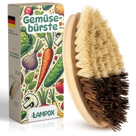 lampox® Gemüsebürste aus Bambus – Reinigungsbürste mit Naturborsten für Obst & Gemüse – Nachhaltige Bürste zur Gemüsereinigung – Spülbürste aus Bambusholz, umweltfreundlich & plastikfrei