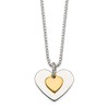Solid 925 Sterling Silver & Vermeil Polished Fancy Heart Necklace